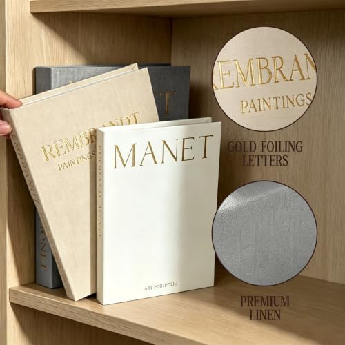 Beautiful Decorative Books, Set of 3 Linen Faux Book Boxes, Grey Fake Book Boxes with Hidden Storage Room for Photos & Keepsakes, Styling Decor for Coffee Tables, Shelves, & Mantels - Image 3