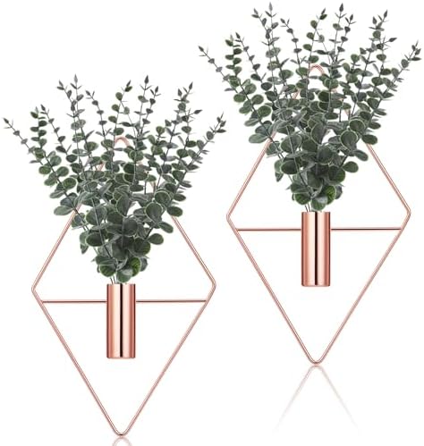 Jexine 4 Pcs Hanging Artificial Planters Wall Decor, Rose Gold, Eucalyptus by Jexine