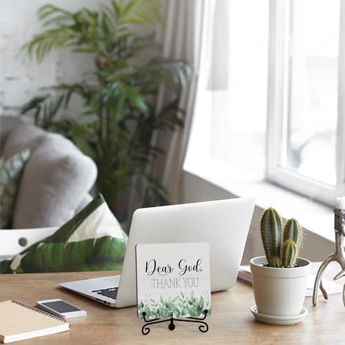 Modern Farmhouse Decor, Home Decor For Living Room, Boho Chic Aesthetic Shelf Decorations, Christian Eucalyptus Dear God Sign, Farm House Entryway Tv Stand Fireplace Coffee Table Decoration (09) - Image 5