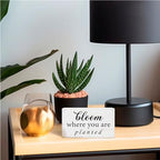 Rustic Wooden Block Sign - Bloom Where You Are Planted - 5"X3" Postive Pine Wood Plaque, Home & Garden Decor, Housewarming Gift For Friends, Desk & Tabletop, Shelf Accessories - A13 - Image 3