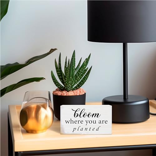Rustic Wooden Block Sign - Bloom Where You Are Planted - 5"X3" Postive Pine Wood Plaque, Home & Garden Decor, Housewarming Gift For Friends, Desk & Tabletop, Shelf Accessories - A13 - Image 3