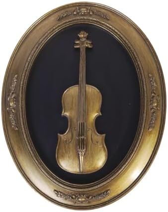 S-MANTIS Vintage Wall Sculpture,Antique Pediment,Hallway Art,Hand Painted Instrument Decoration Accent Artworks for Indoor Kitchen Bedroom Living Room Office Outdoor Garden Patio Oval (Bronze Violin) by S-MANTIS