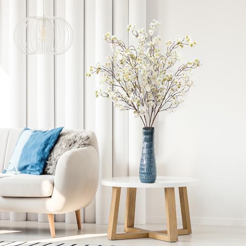 Sggvecsy Artificial Cherry Blossom Flowers 4 Pcs Faux Cherry Blossom Stems Faux Silk Cherry Blossom Branches 41’’ Fake Flowers Long Stems for Vase Arrangements Home Wedding Table Decor (White) - Image 5
