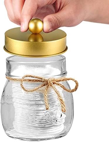 Amolliar Mason Jar Bathroom Accessories Set, 4 Pcs Glass Bathroom Set, Gold - Image 3