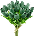 Mandy's 20pcs Artificial Dark Green Tulips by Mandys
