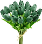 Mandy's 20pcs Artificial Dark Green Tulips by Mandys