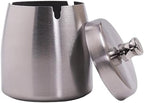 Small Ashtray with Lid for Cigarette, Stainless Steel Smokeless Odorless Windproof Ashtrays for Home Office Tabletop Outside Patio Outdoor Balcony(2.99"x2.68"x2.95") by INONE