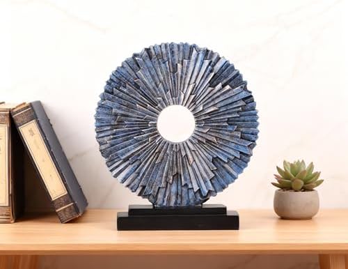 Blue Home Decor Sculpture, Unique Round line Statue, Modern Home Decor, Decorative Panel Statue for Living Room tv Cabinet, Office, Bedroom, Dining Table Center Blue Decor - Image 6