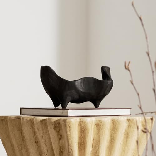 DN DECONATION Oak Wood Black Decorative Bowl, 9.25x5.51 Inch Small Bowl - Image 2