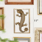 Newinhome Animal Heads Wall Decor (Includes Metal Frame) Resin Animals Sculptures Head Wall Hanging Decoration Gold vintage Wall Sculpture for Living Room Bedroom Office(Lizard) - Image 3