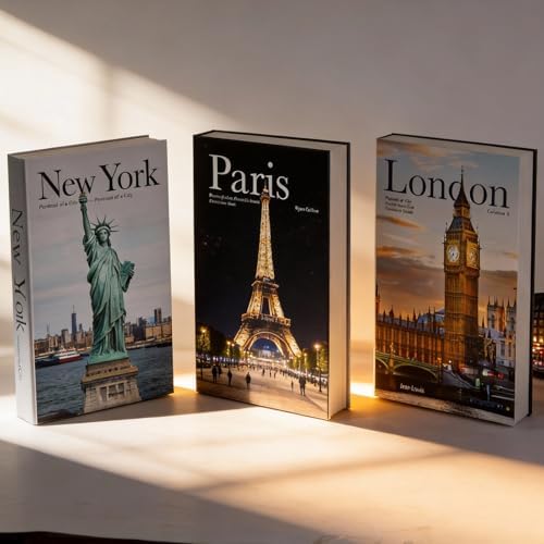 3 PCS Faux Decorative Books for Home Decor-Coffee Table Books Decor-Aesthetic Fake/Faux Books for Decoration,libros Decoration for Coffee Table, Shelf Accessories (3-Paris London New York Shipaitu) - Image 3