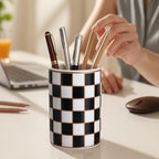 Checkered Bathroom Toothbrush Holder, Bathroom Black and White Ceramic Toothbrush Holder, Modern Toothbrush Box, Used for Bathroom countertop Storage Rack, Checkered Bathroom Decoration (Black) - Image 5