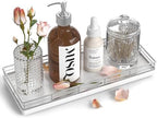 Bathroom Tray for Counter, Oak Wooden 11.2" L Vanity Tray for Jewelry Candle Makeup Perfume, Holder for Coffee Table Decor Bar Silver by Focusonit