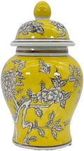 8" Ceramic Ginger Jar w/Lid - Classic Chinese Style Porcelain Jar Tea Storage for Home Decor Decorative Centerpiece Vintage Accent Antique Vase Jingdezhen (Yellow) by GaltInternational