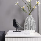 Quoowiit Sculptures Home Decor, Bird Figurine Shelf Decor, Modern Decorations for Living Room, Bedroom, Office, House, Resin Animal Statues and Figurine with Chic Polka Dots Art Design (Black) - Image 6