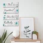 4 Pcs White Farmhouse Wall Decor with Teal Butterflies & Daisies, Rustic Wooden Signs Set, Floral Wall Art for Living Room Bedroom, Housewarming Gift, 4.7" x 13.8" - Image 5