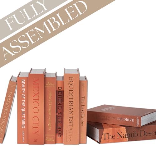 Orange Faux Books Set of 9 - Secret Compartment Fake Books Ideal for Coffee Table, Home Staging, Interior Design & Fashion Books, Old Money Aesthetic, Library Decor - Image 2