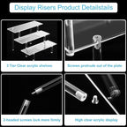 HENABLE Acrylic Display Risers, Acrylic Perfume Stand Organizer, Clear Shelf Risers for Display Stands for Food, Tabletop Use, Amiibo Funko POP Figure, 3 Tier Clear Cupcake Stand Risers - Image 4