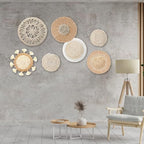 CroBlissful 7 Pcs Boho Wall Baskets Woven Seagrass Round, Vintage - Image 6