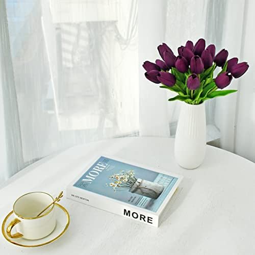 ONLY ART Artificial Purple Tulips 20 Pcs – 13.5 Inch PU Faux Flowers with Bendable Stems for Home Décor, Wedding Centerpieces, DIY Floral Arrangements, New Year and Valentine's Day - Image 4