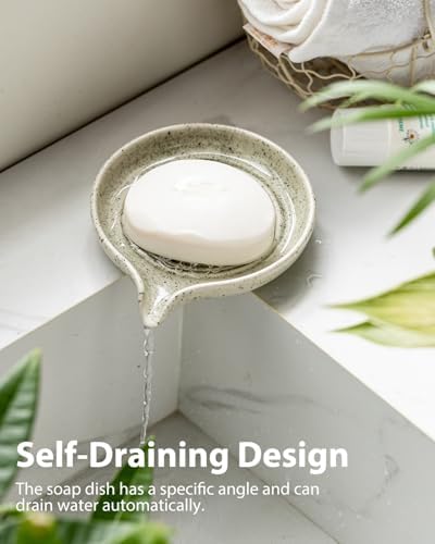 Zoeeker Self-Draining Soap Dish, Ceramic Bar Soap Holder with Drainage - Image 6