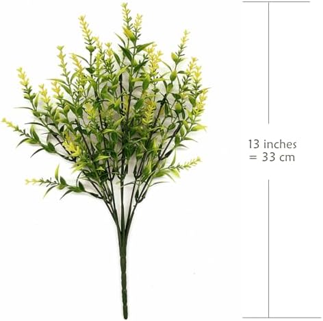 CATTREE Artificial Lavender for Decoration, Fake Flowers Flocked Plants Plastic Faux Flower Bundles Outdoor Indoor Wedding Bouquet Kitchen Table Centerpieces Arrangements DIY Decor - Yellow 8 Pack - Image 3