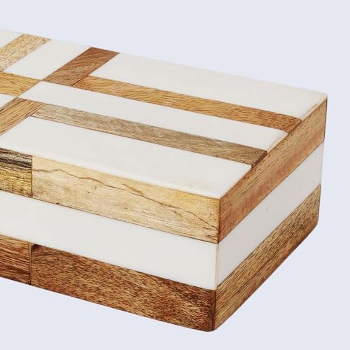 Handicrafts Home White Decorative Storage Box with Lid Wooden Coffee Table Storage Box Decorative Box Organizer for Living Room Home Decor – Resin Inlay Patisserie Delight Collection- 10x4.5x2.5 - Image 5
