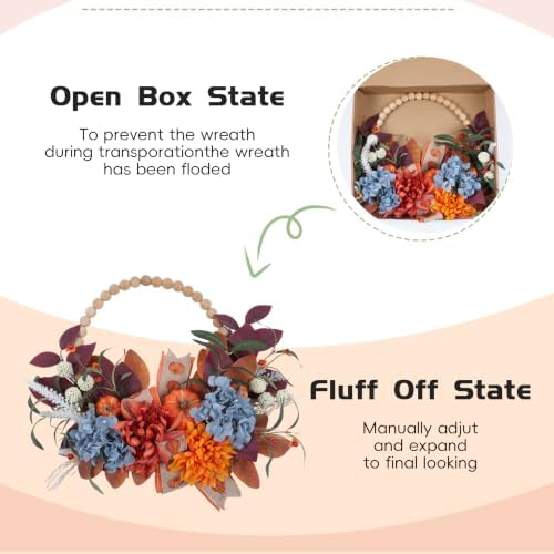 2PCS Fall Wreath, 22 Inch Pumpkin Wreaths for Front Door Decor - Image 3