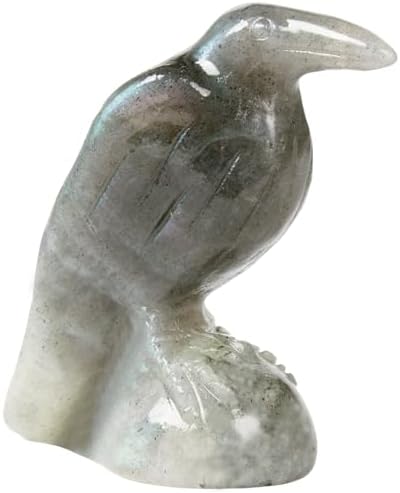 Labradorite Raven Statue Gothic Witchy Decor Hecate Altar Crystal by Hguxmcu