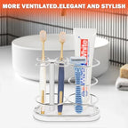 Toothbrush Holder Stand for Bathroom, Metal Toothbrush Organizer with Marble Base, Toothbrush Storage Collection for Family, Suitable for Home Hotel Countertop Vanity (Medium, Chrome Finish) - Image 4