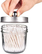 Amolliar Mason Jar Bathroom Accessories Set(4 Pack) - Lotion Soap Dispenser&Qtip Holder Set&Toothbrush Holder-Rustic Farmhouse Decor Apothecary Jar Bathroom Countertop,Vanity Organize (Brushed Nickel) - Image 5