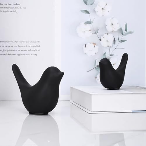 Small Animal Statues, Black Bird Figurines Home Decor, Modern Home Decorative, Ceramic Decor for Office Desktop, Bookshelf, Bedroom, Living Room, Cabinets, Coffee Table(Black 2 Pcs) by GJFASGF