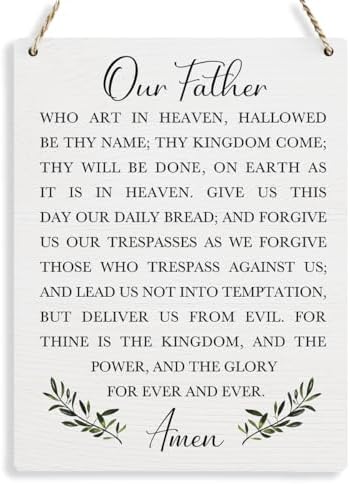 Christian Bible Verses Wall Decor Our Father Prayer Wall Decoration The Lords Prayer Wooden Hanging Sign Scripture Wall Art for Home Living Room Bedroom Home Wall Decor 8x10 Inches Religious Gift by BELLOWDEER