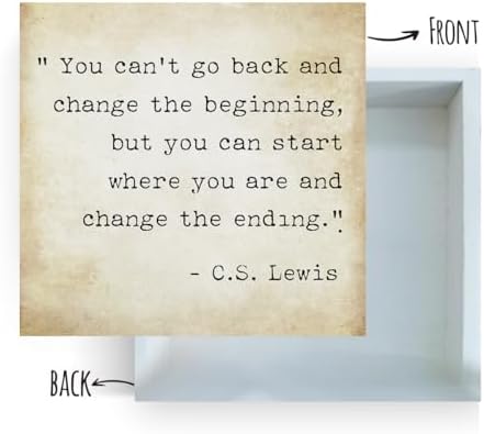 Inspirational Quotes Office Decor for Men, Rustic Wooden Block Plaque Box Sign for Home Office Desk Shelf Table, Motivational Wall Decor Inspirational Gifts for Women Men Friends - C.S. Lewis - Image 2