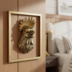Newinhome Animal Heads Wall Decor (Includes Metal Frame) Resin Animals Sculptures Head Wall Hanging Decoration Gold vintage Wall Sculpture for Living Room Bedroom Office(Rooster) - Image 2