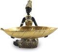 Lescafita African Woman Tray Statue Gold Leaf Decorative Figurine by LESCAFITA