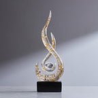 Modern Abstract Art Table Decoration,Resin Flame Statue Modern Centerpiece Ornaments for Living Room Great Gift Idea Home Decor,Collectibles (White+Gold) - Image 6
