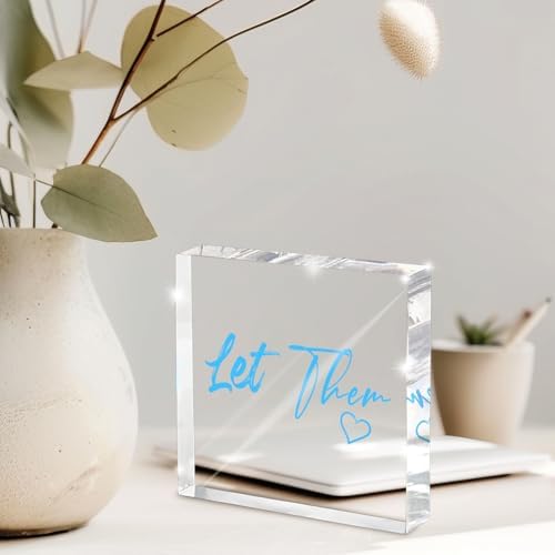 Let Them - Blue 4 Inch Acrylic Tabletop Sign, Office and Cubicle Decor for Women, Desk Accessory, Motivational Quote Gift for Coworkers, Empowering Work from Home Decor - Image 6