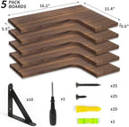 Fixwal Conner Floating Shelves for Wall Decor, Dark Carbonized Black 5pcs - Image 4