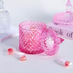 Sizikato Diamond Faceted Glass Candy Jar with Lid, 10oz Pink Decorative Jar, Nut Jar, Dried Fruit Storage Jar. - Image 4