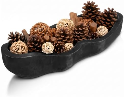 Nuogo 16 Inch Wooden Wavy Edge Dough Bowl Supplies, Black by Nuogo