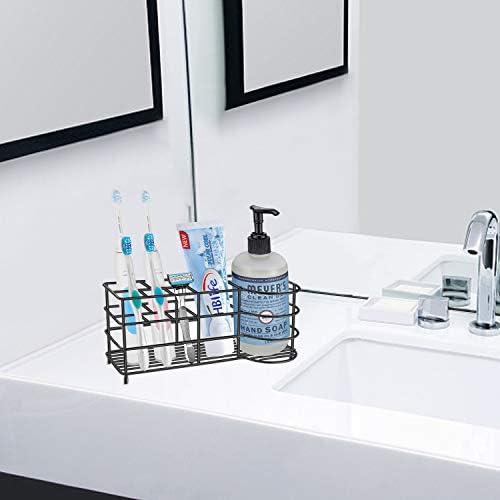HBlife 7 Slots Toothbrush Holder, X-Large Stainless Steel Bathroom Decor, Black Electric Toothbrush Holder for Bathroom, Bathroom Counter Organizer for Small Spaces - Image 6