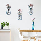 ARTINME 3 Pieces Metal Flowers Wall Art - 6.2X 11.4 Inch Colorful Iron Floral Wall Decor for Home Indoor Outdoor Decoration - Housewarming Gifts (Blue) - Image 4