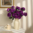 Nubry Artificial Silk Roses, 10Pcs Lifelike Fake Rose Bouquet, Purple Faux Flowers for Home Office Decor, Table Centerpiece, Wedding, Birthday Gift & Anniversary - Image 2