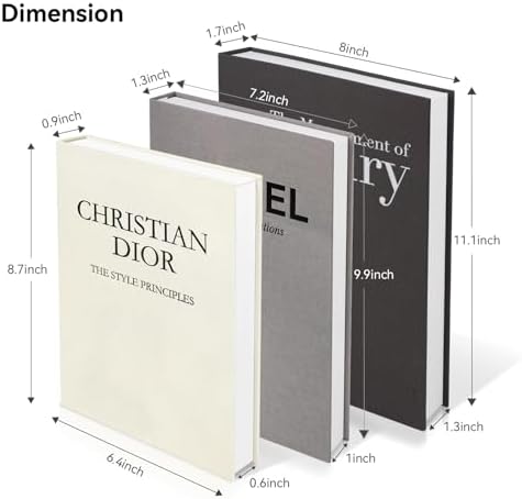 1DOT2 Decorative Books Set of 3, Black-Gray-Beige Luxury Coffee Table Books - Image 2