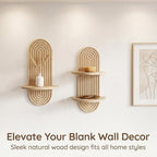 Boho Wall Shelf Set of 2, Wooden Arched wall Shelves for Plants & Decor - Image 5