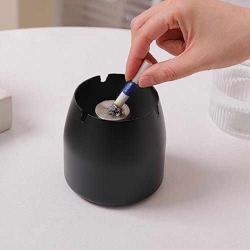 Ashtray with Lid for Cigarette, Stainless Steel Smokeless Odorless Windproof Ashtrays for Home Office Tabletop Outside Patio Outdoor Balcony(3.54"x3.0"x3.38") - Image 6