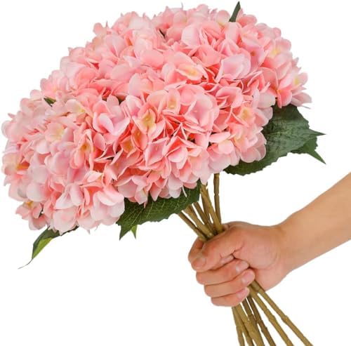6Pcs 18" Pink Silk Hydrangea Artificial Flowers - Image 3