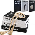 Faux Decorative Books Set of 3 with Wood Bead Tassel by Gocelufe