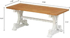 LuxenHome 45" Farmhouse Entry Table, Rustic Bench, Distressed White Coffee Table - Image 3